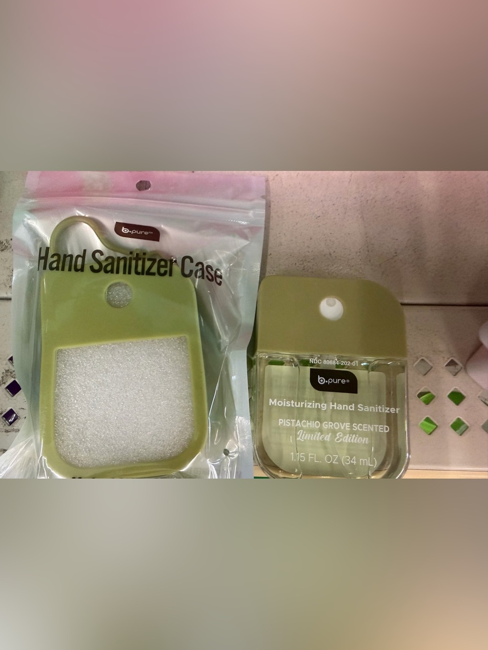 NEW 8/2026 b·pure Pistachio Grove Moisturizing Hand Sanitizer + Case